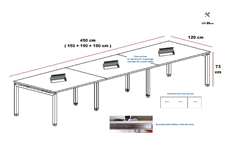 Table de conférence rectangulaire Mobel Linea - Blanc, 450, Chêne grisé_0