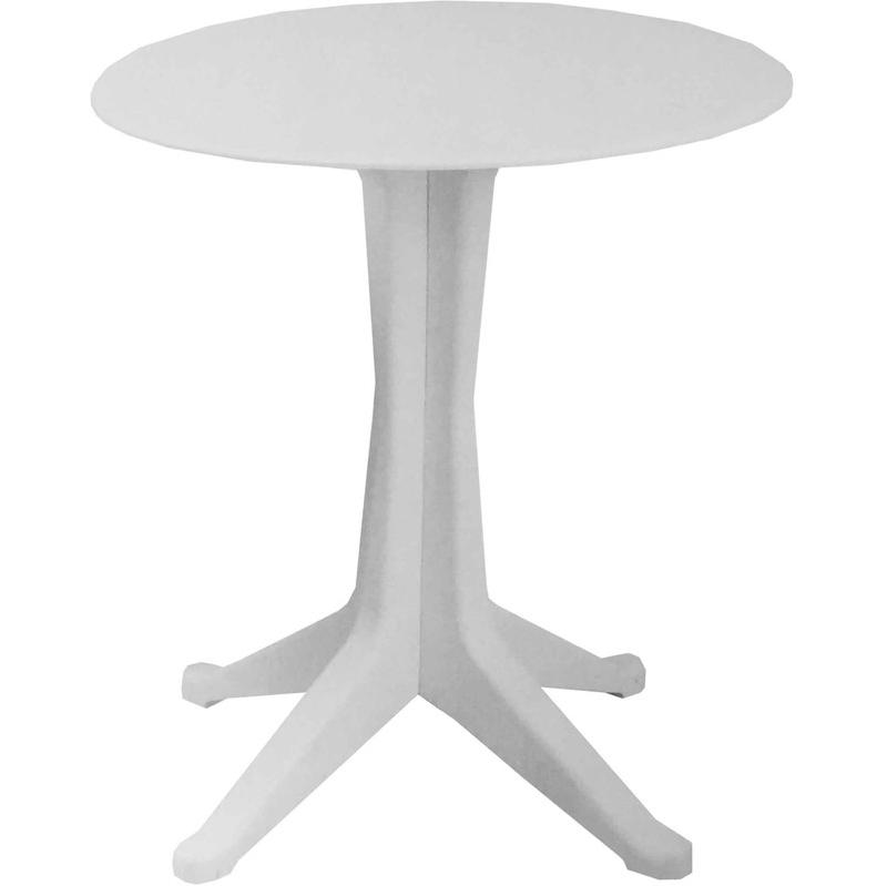 TABLE DE JARDIN RONDE EN PLASTIQUE BLANC OVIALA Comparer les prix