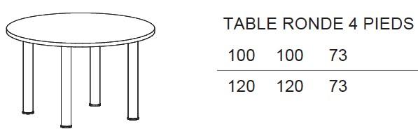 Table de réunion ronde avec 4 pieds - Idea - Quadrifoglio - Argent Ral 9006, 120, Hêtre_0