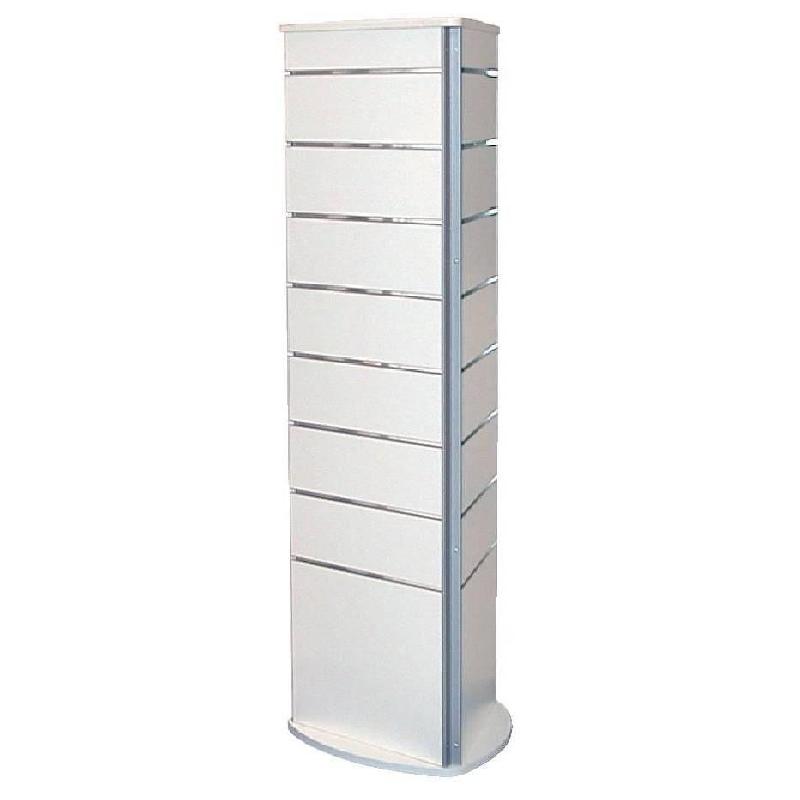 Tour de présentation rainurée 3 faces L49xP49xH155cm - blanc - robuste et stable_0