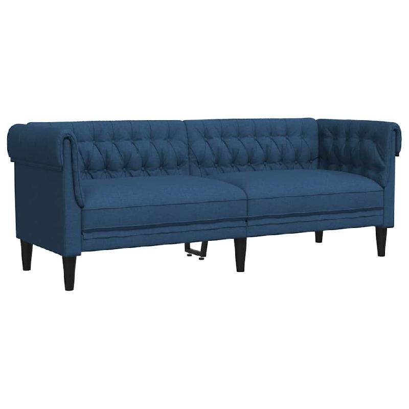 VidaXL Canapé Chesterfield 3 places bleu tissu Modèle Arvelion - 372562_0