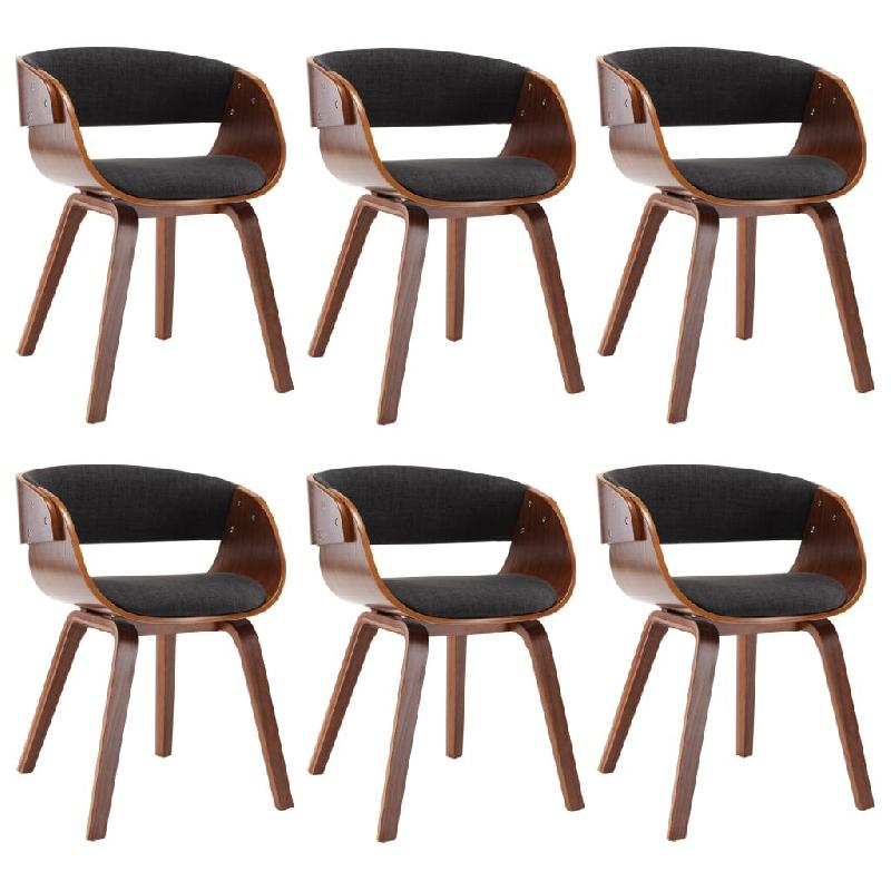 VidaXL Chaises à manger lot de 6 gris bois courbé et tissu Modèle Tradition - 8719883784571_0
