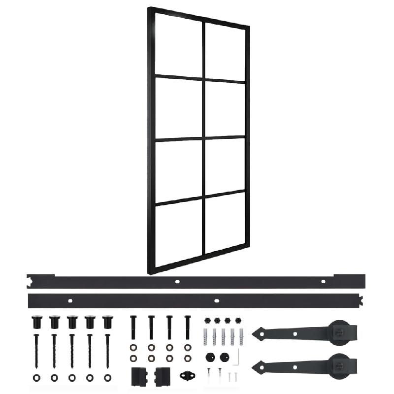 Vidaxl porte coulissante quincaillerie aluminium verre esg 102,5x205cm 3056803_0