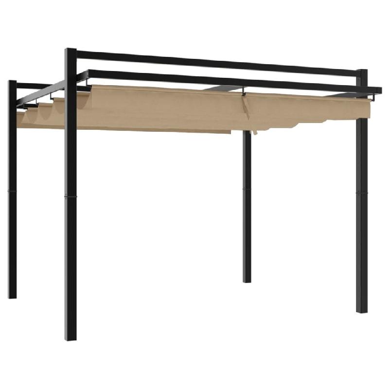 VidaXL Tonnelle de jardin avec toit rétractable taupe 3x3 m aluminium Modèle AbriCover 272 - marron 4003970_0