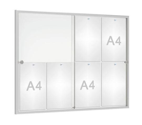 Vitrine intérieure coulissante anodisée - 8 à 12 A4 - aluminium anodisé argent - fabrication française_0