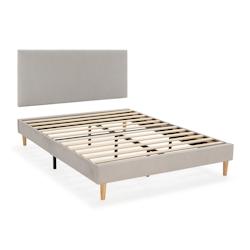 VS Venta-stock Sommier + tête de lit Bari 140x200 cm couleur Gris - gris polyester T25043_0