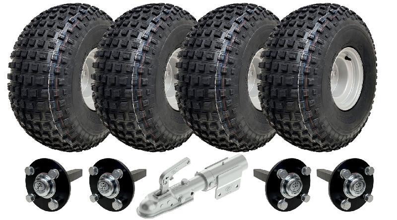 22x11.00-8 Knobby ATV Quad Trailer Kit Wheels Axles Swivel Hitch Max Load 620kgs_0