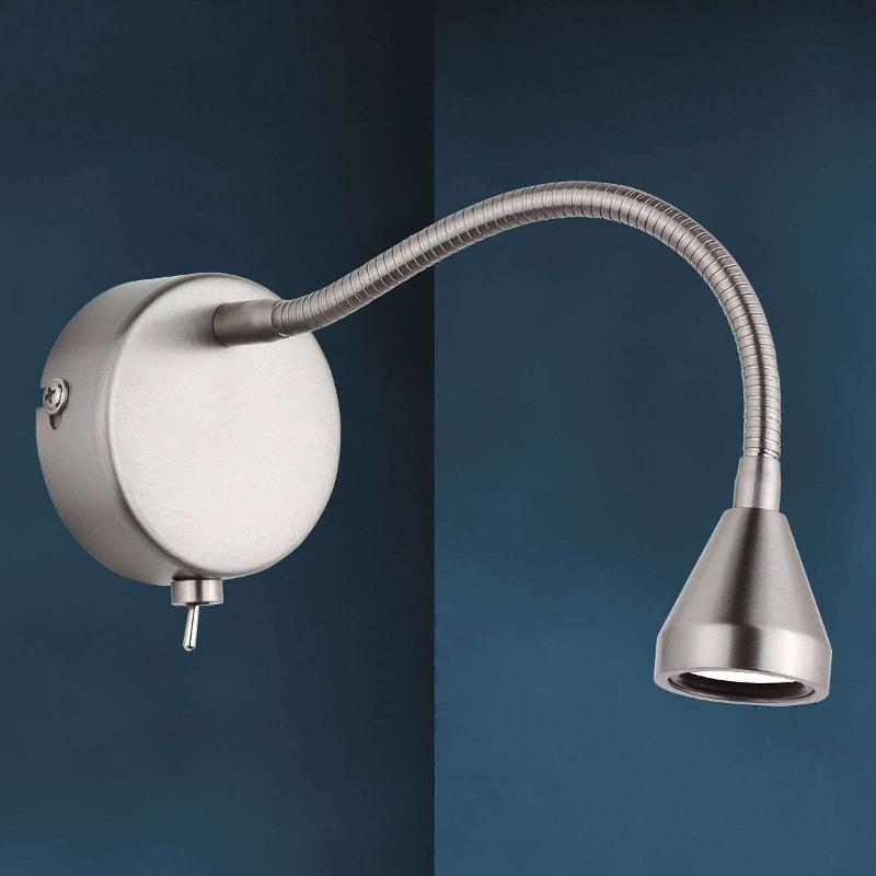 BUSCH APPLIQUE MURALE LED MINI, BRAS FLEXIBLE, NICKEL, 3.000K