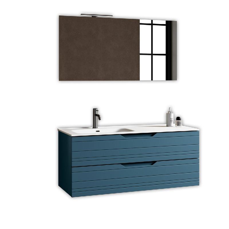 AQA Design Composition de salle de bain 4 pièces en MDF avec baignoire gauche SOLMIRA blue L.121 P.46,5 H.190 MPSO42-BLU - bleu Bois manufacturé MPS_0