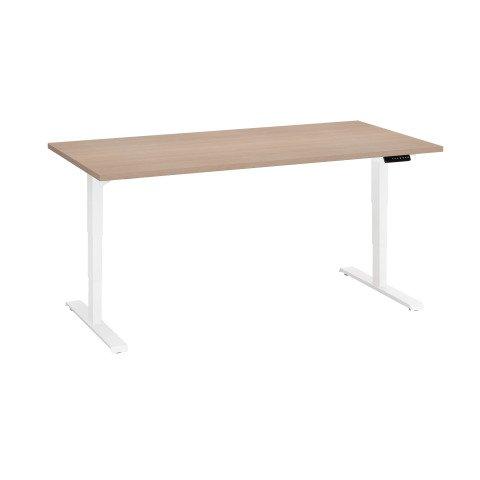 BUREAU RÉGLABLE EN HAUTEUR ÉLECTRIQUE CHÊNE CLAIR ECLA ERGO PREMIUM 160 X 80 CM PIEDS BLANC