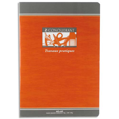 CAHIER TRAVAUX PRATIQUES CONQUERANT 7 - 17X22CM - 32P UNIE 90G + 32P - GRANDS CARREAUX - 70G