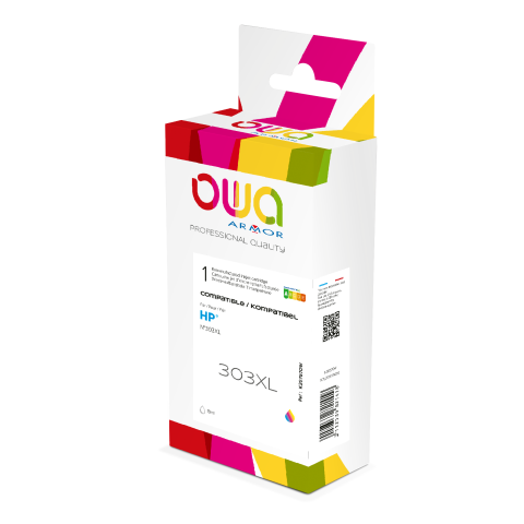 CARTOUCHE D'ENCRE REMANUFACTURÉE OWA - HAUTE CAPACITÉ - 3 COULEURS - POUR HP 303XL - CARTOUCHE COMPATIBLE