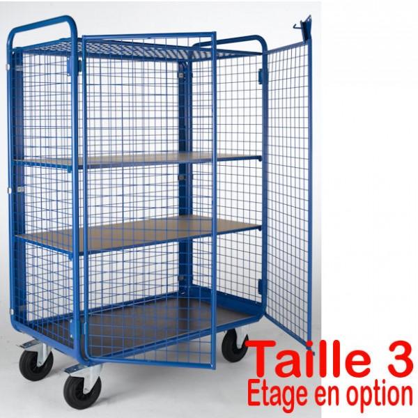 Chariot 4 côtés grillagés - Avec portes cadenassables - Disponible en 3 dimensions - Rolléco_0