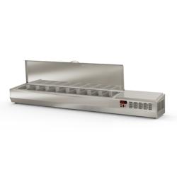 CORECO Vitrinette D'Exposition - Presentoir A Ingredients Avec Couvercle Inox - +2/+80 - 2020X336X545 - Inox  - Capacite 9 Bacs Gn1/4 EI200-T-1/4 - Ac_0
