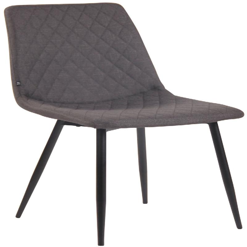 Décoshop26 - Chaise de salle à manger x1 coutures décoratives en losange assise en tissu gris foncé et pieds métal noir 10_0007278 - gris métal_0