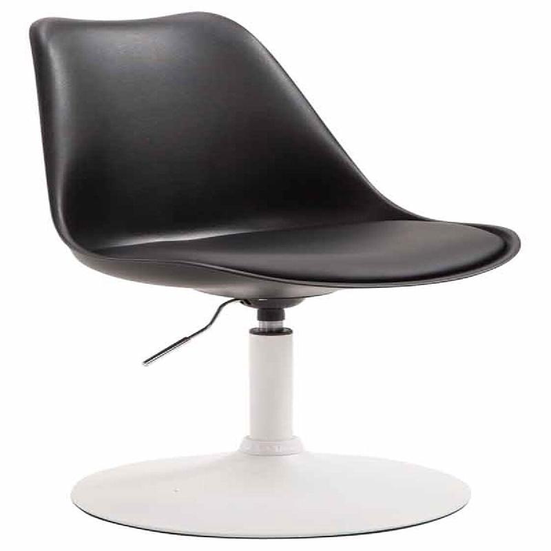 Décoshop26 - Chaise de salle à manger x1 pivotante hauteur réglable en plastique noir et pied trompette en métal blanc 10_0008275 - blanc métal 3_0