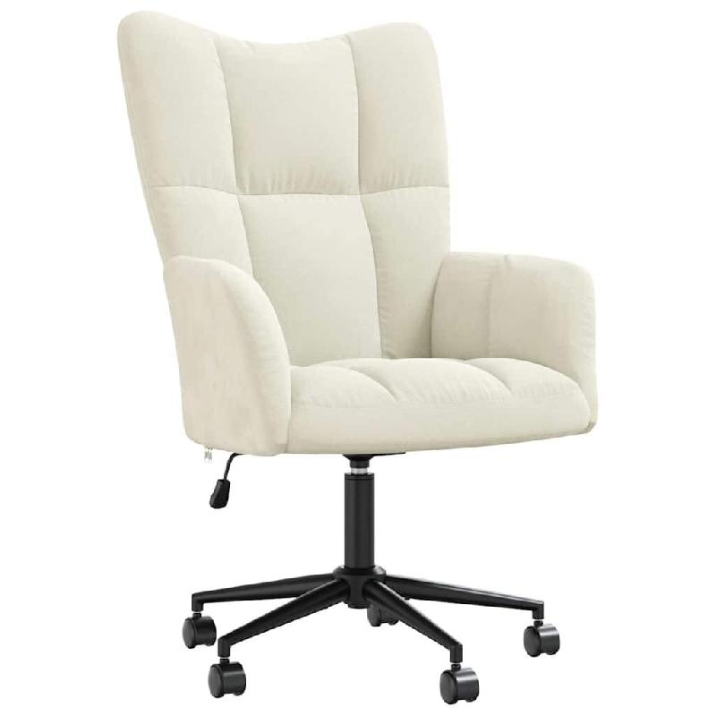 Décoshop26 - Fauteuil lounge chaise de canapé sur roulettes design moderne en velours crème DEC026639 - beige 3000255928873_0