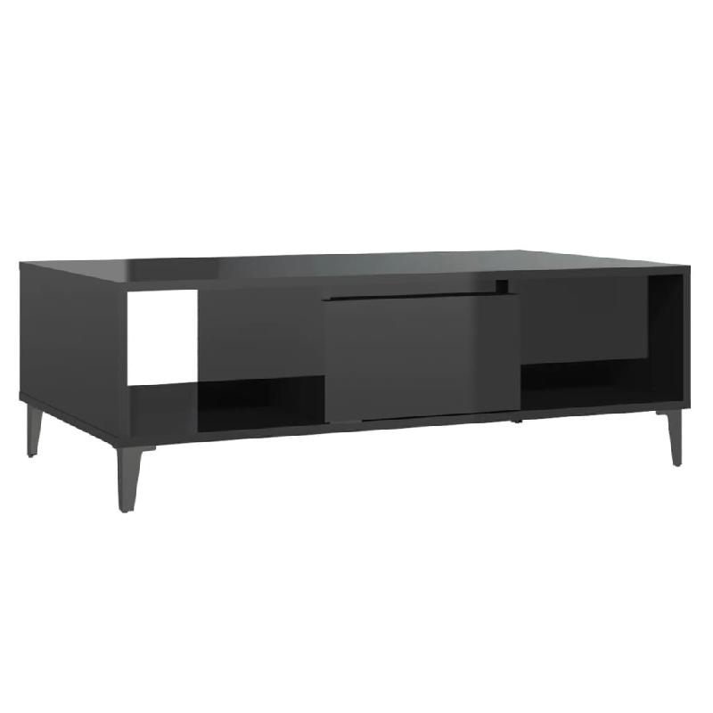 Décoshop26 - Table basse design moderne et contemporaine brillant 103,5 x 60 x 35 cm bois d'ingénierie noir et métal DEC039890 - noir métal 300026_0