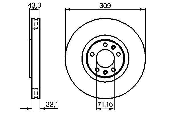 Disque de frein Bosch 0986479027 - ventilé de l'intérieur - 5 trous - épaisseur 32 mm - avant_0