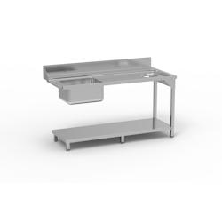 ERATOS Table De Prelavage Avec Trou Vide Dechet Avec Bac 500X400X250 Aisi-304 18/10 - 1600X750X850 - Avec Etagere - Accroche A Droite MPD-160D - MPD-1_0