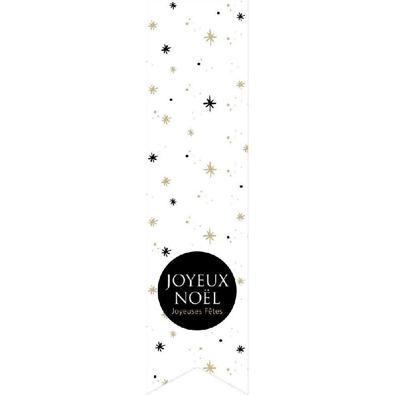 Etiquette cadeau adhésive Joyeuses Fêtes étoiles 35x135 mm par 200_0