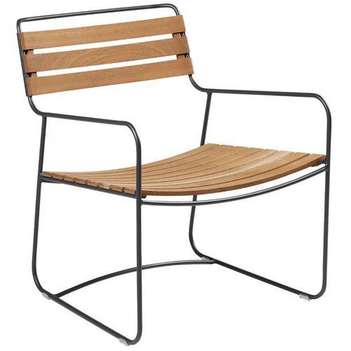 FAUTEUIL BAS TECK SURPRISING CARBONE - FERMOB