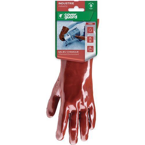 GANTS DE MANUTENTION EUROCHEM 3636 COTON ENDUIT PVC ROUGE 36 CM - 10 - COVERGUARD