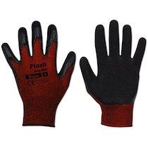 GANTS DE TRAVAIL FLASH GRIP RED, NOIR/ROUGE, S - LOT DE 13