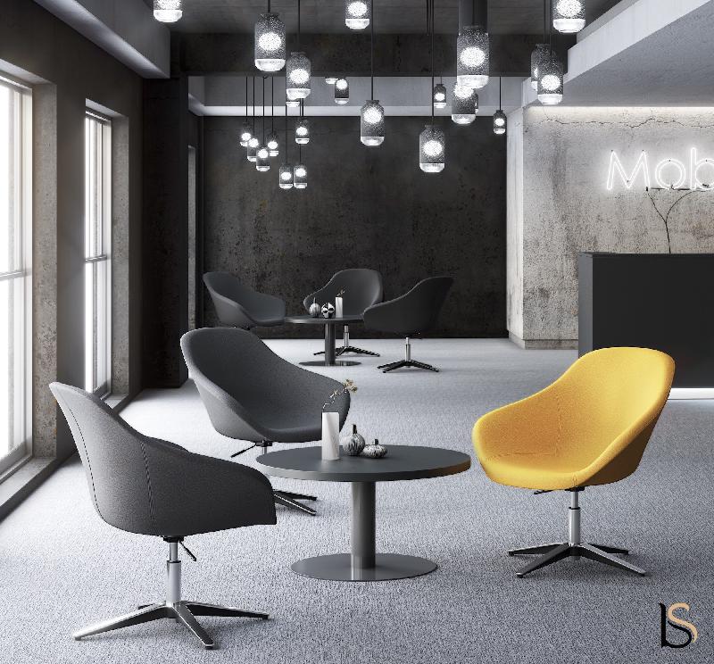 Grand fauteuil d'accueil Tilos avec pied métal - Mobel linea. - Anthracite foncé_1