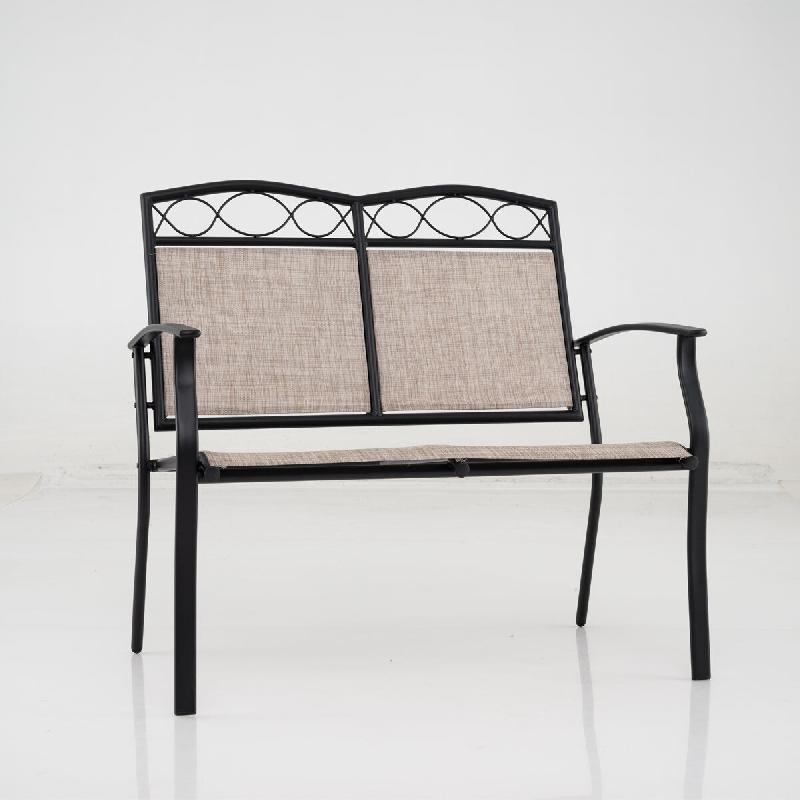 Helloshop26 - Banc extérieur 2 places 96 x 54 x 58 cm confort ergonomique décoratif en métal marron 20_0018406 - 3000232405335_0