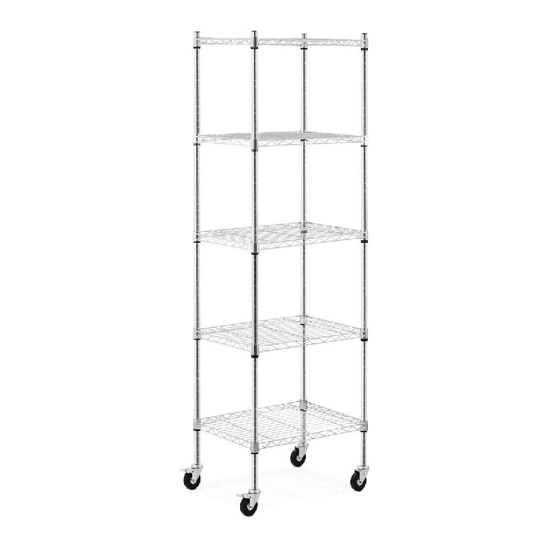 Helloshop26 - Étagère métallique 60 x 45 x 190 cm 50 kg 4 roulettes étagère autoportante étagère de rangement en métal  14_0005194 - métal 30_0