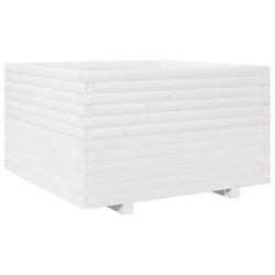 Helloshop26 - Jardinière bac lit surélevé plantes fleurs terrasse jardin 80 x 80 x 49,5 cm bois de pin massif blanc 02_0037920 - 3000217640874_0