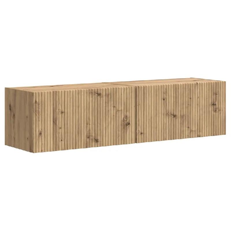 Helloshop26 - Lot de 2 meubles TV muraux modernes avec étagères 60 x 31 x 29.5 cm pour salon en bois d'ingénierie chêne artisan 02_0054898 - Bois_0