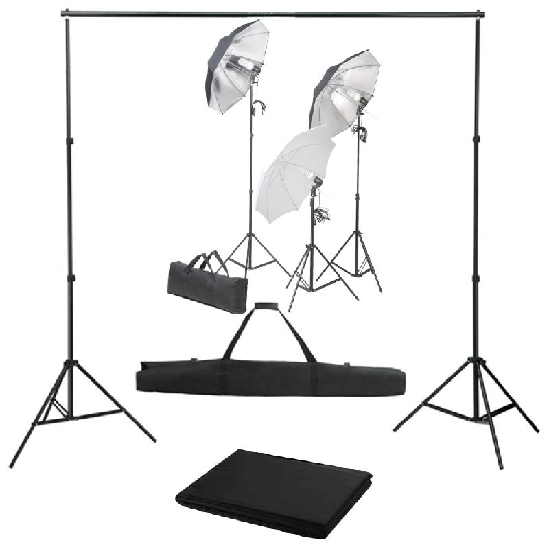 KIT DE STUDIO PHOTO PROFESSIONNEL AVEC ENSEMBLE D'ÉCLAIRAGE ET TOILE DE