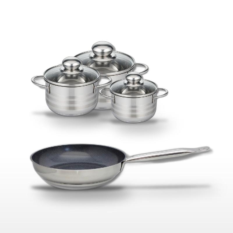 Lot Poêle 28cm et 3 Faitouts 12/14/16cm Elo Profi Therm Platinum - gris inox 3176239989229_0