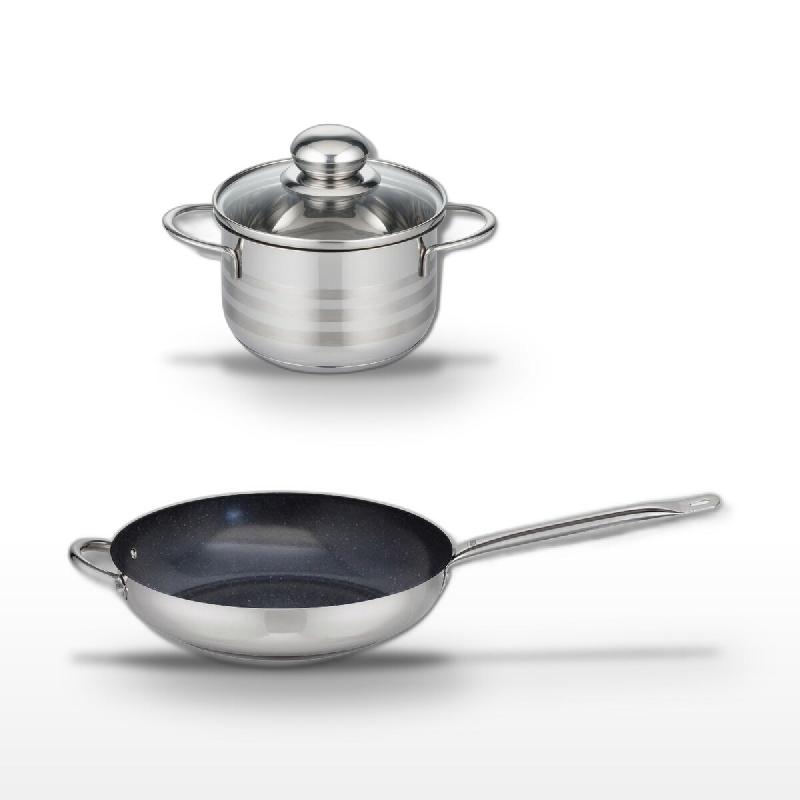 Lot Poêle céramique 32cm & Faitout 12cm Elo Profi Therm Platinum - gris inox 3176239989380_0