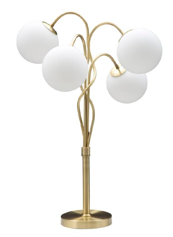 Mauro Ferretti Lampe De Table Glamour À 4 Lumières - Moderne En Métal Doré Et Verre Opaque - Douille E14 - Hauteur 74 Cm - doré 1711120003_0
