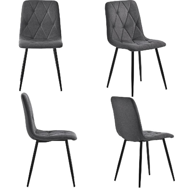 Merax Chaises de salle à manger (lot de 4), 4 ensembles de chaises design rembourrées, chaises de salle à manger en lin sergé, gris foncé - gris_0