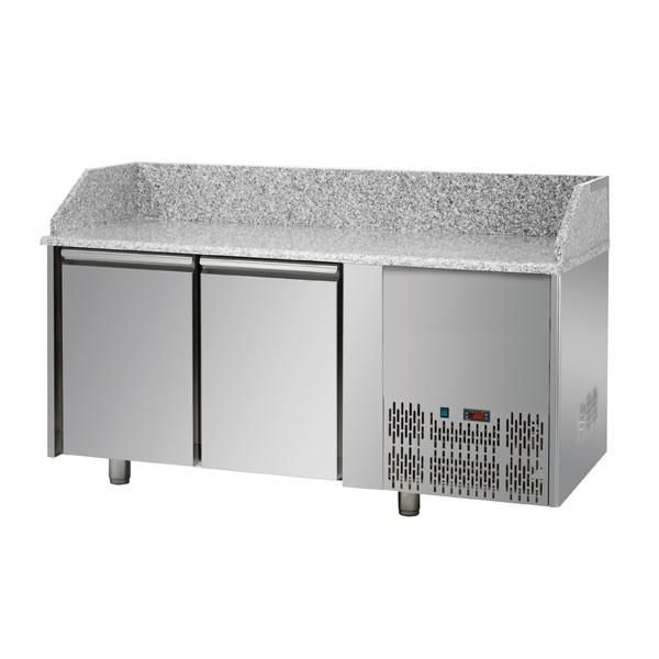 Meuble à préparation professionnel - Meuble à pizza avec 2 portes - Synergie - Plan de travail en granit - Capacité 310L_0