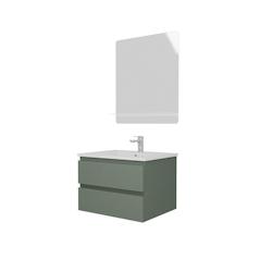 MOB-IN Ensemble meuble simple vasque SORRENTO 60 cm + robinet + miroir - vert 3701606505018_0