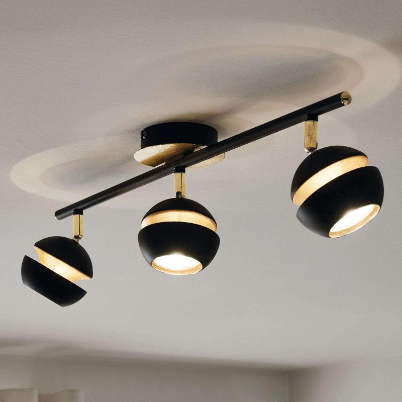 EGLO PLAFONNIER LED NOIR-OR NOCITO - 3 TÊTES