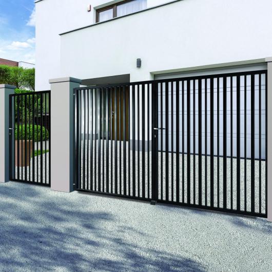 Portail coulissant - Portillon Lisbonne - Cadre tube 40x40x2 - Barreaudage 20x20x2 et 40x20x2_0