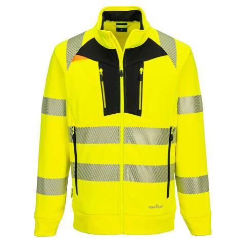 PORTWEST DX477 SWEAT ZIPPÉ À COL CHEMINÉE DX4 HI-VIS JAUNE/NOIR - TAILLE 4XL