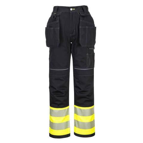 PORTWEST PW307 PANTALON HOLSTER PW3 HI-VIS CLASSE 1 JAUNE/NOIR - TAILLE 28 - STANDARD