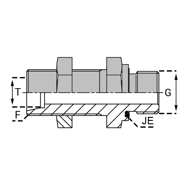 Raccords à bague Mâle BSP cylindrique (Whitworth) - Passe-cloison - FUMCYC0604 avec joint élastomère encastré et contre écrou_0