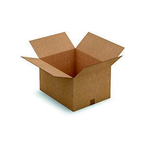 RAJA Caisse américaine carton simple cannelure - L.Int. 20 x l.14 x h.14 cm - Kraft brun - Lot de 25_0