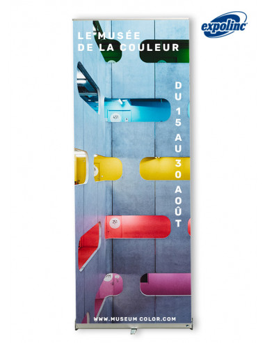 Roll up premium compact - 85x200cm - Structure aluminium légère et stable - Mât télescopique réglable_0