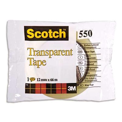 RUBAN ADHESIF SCOTCH TRANSPARENT - 12 MM X 66 M - EN SACHET INDIVIDUEL