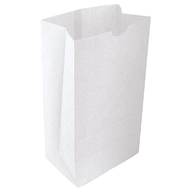 Sac kraft SOS blanc 22x13x37cm - par 200 - fond plat rectangulaire - papier kraft blanchi 70gr_0