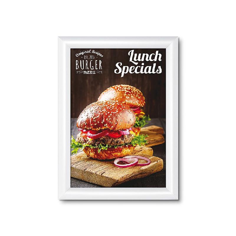 SHOWDOWN Displays Exposiciónate Cadre Clic-Clac Standard A4 Coins En Onglet 25 mm Blanc KRA4G25C9003 - blanc aluminium KRA4G25C9003_0